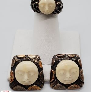 Dian Malouf Ring & Earrings 14k & Silver